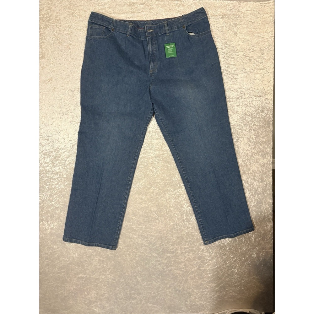 Lands' End Jeans women Stretch   Plus Size 24 Straight‎ Medium Blue Denim
